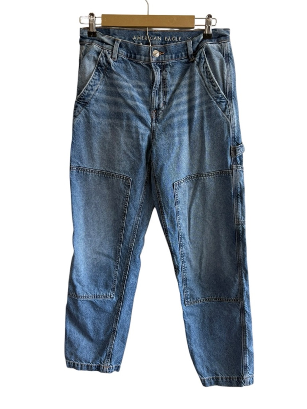 American Eagle Size 10 90s Straight Double Knee Jeans Relaxed Baggy Y2K Utility
